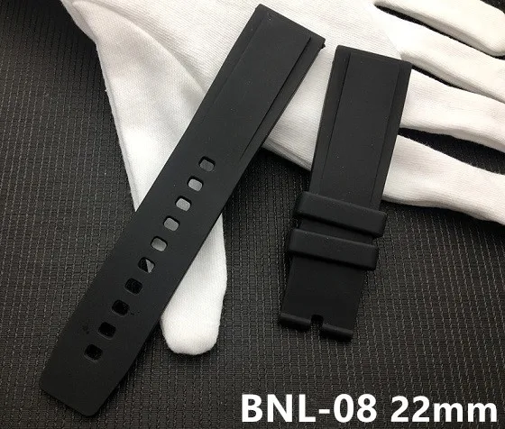 Мягкий резиновый силиконовый ремешок для часов 20 мм 22 мм 24 мм черный браслет для часов с птицами для navitimer/Мстителей/брейтлинга - Цвет ремешка: BNL-08 22mm