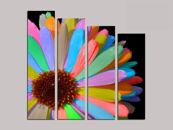 

Top fashion 4pcs Pictures about "sunflower" Oil Painting On Canvas home decor Modern Drawing living room wall stickers RM4-040