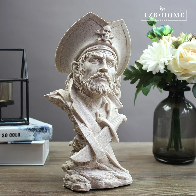American Creative resin pirate head sculpture home decor crafts room decoration office bar
