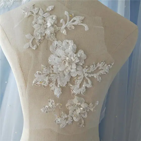 1 шт. Кружевная аппликация для бусин|lace applique|beaded lace appliqueflower applique |