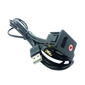 

Car Audio Accessories AUX + USB Headphone Male Jack Flush Mount Mounting Adapter Panel Input Aux Connector 3.5mm 12V Socket