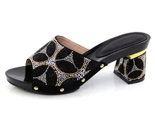 D4-black Freies Verschiffen afrikanische Mode Schuhe für Frauen, mit vielen Steinen und Italien Schuhe