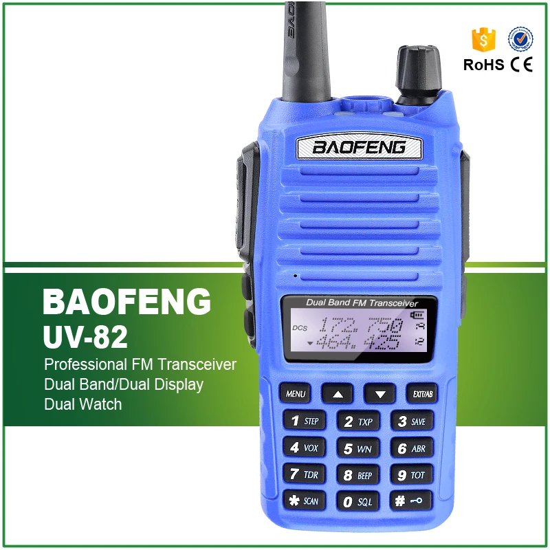 Лидер продаж синий двойной PTT Кнопка 5 Вт UV-82 136-174/400-520 МГц CB коммуникатор Walkie Talkie+ Бесплатные наушники