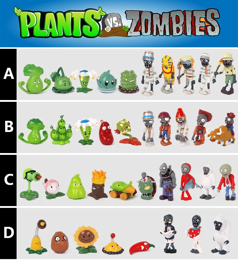 Wholesale 128Pcs/Set Plants Vs Zombies Toys PVC Collection Plants Zombies PVZ Figure Toys Dolls Models For Baby Chirstmas Gifts