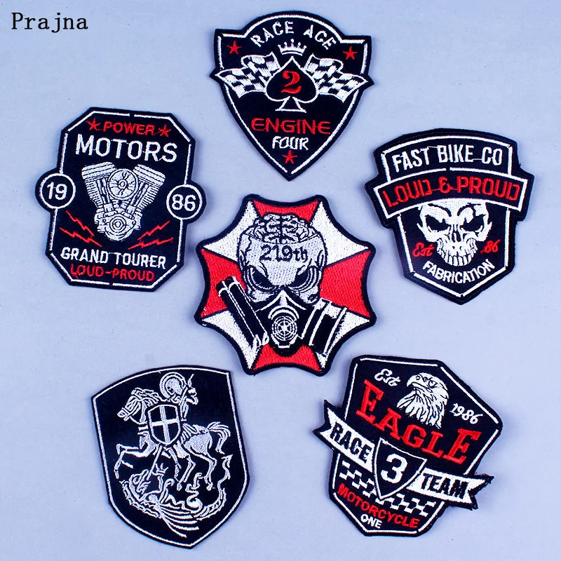 

Prajna Rock Stripe Patches Punk Iron on Patch For Clothing Badge Embroidered Sewing Applique On Cloth DIY HOOK&LOOP Accessory F