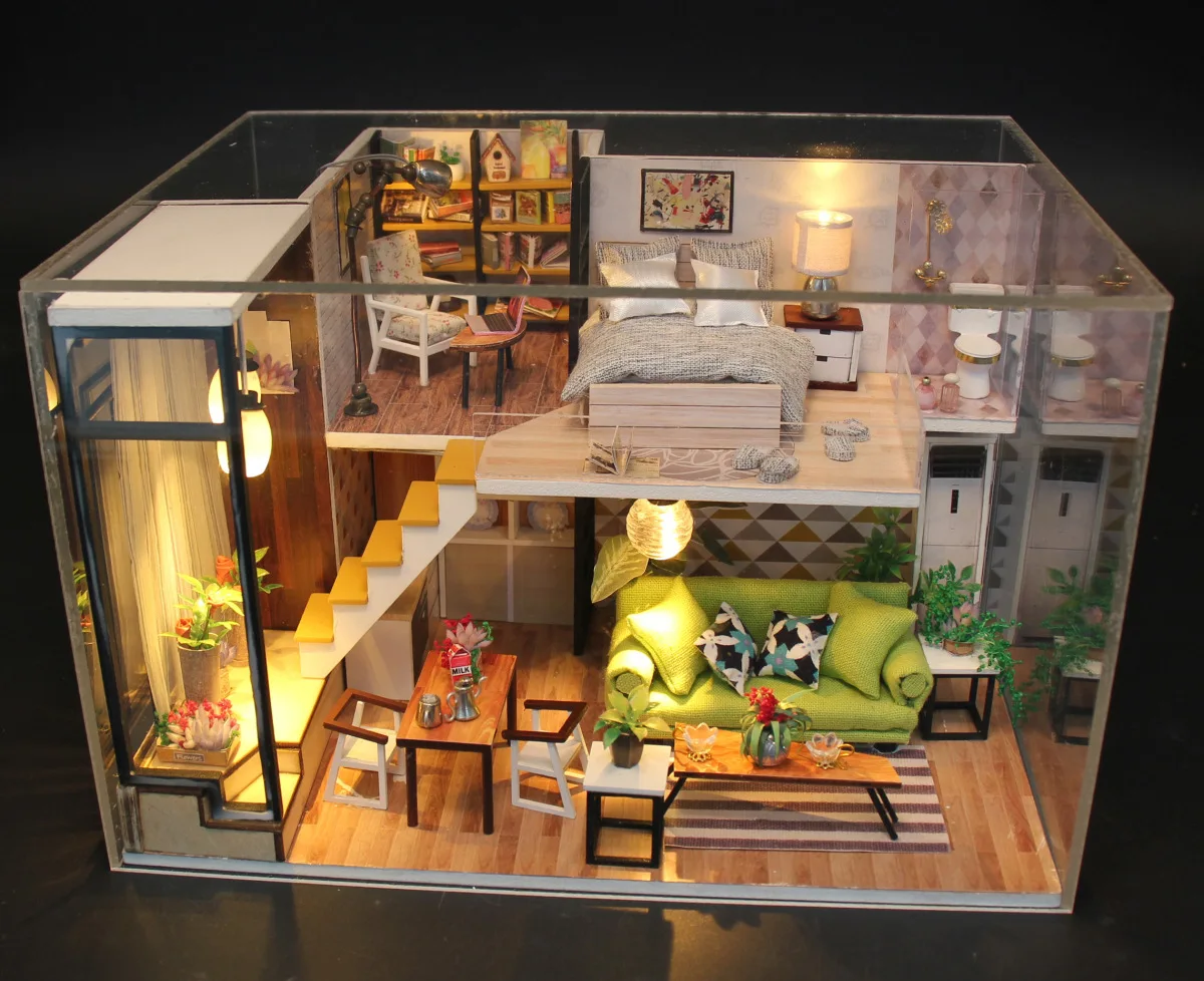 DIY Кукольный дом Миниатюрный Кукольный домик с деревянная мебель для дома миниатюрные игрушки для детей Новогодний Рождественский подарок