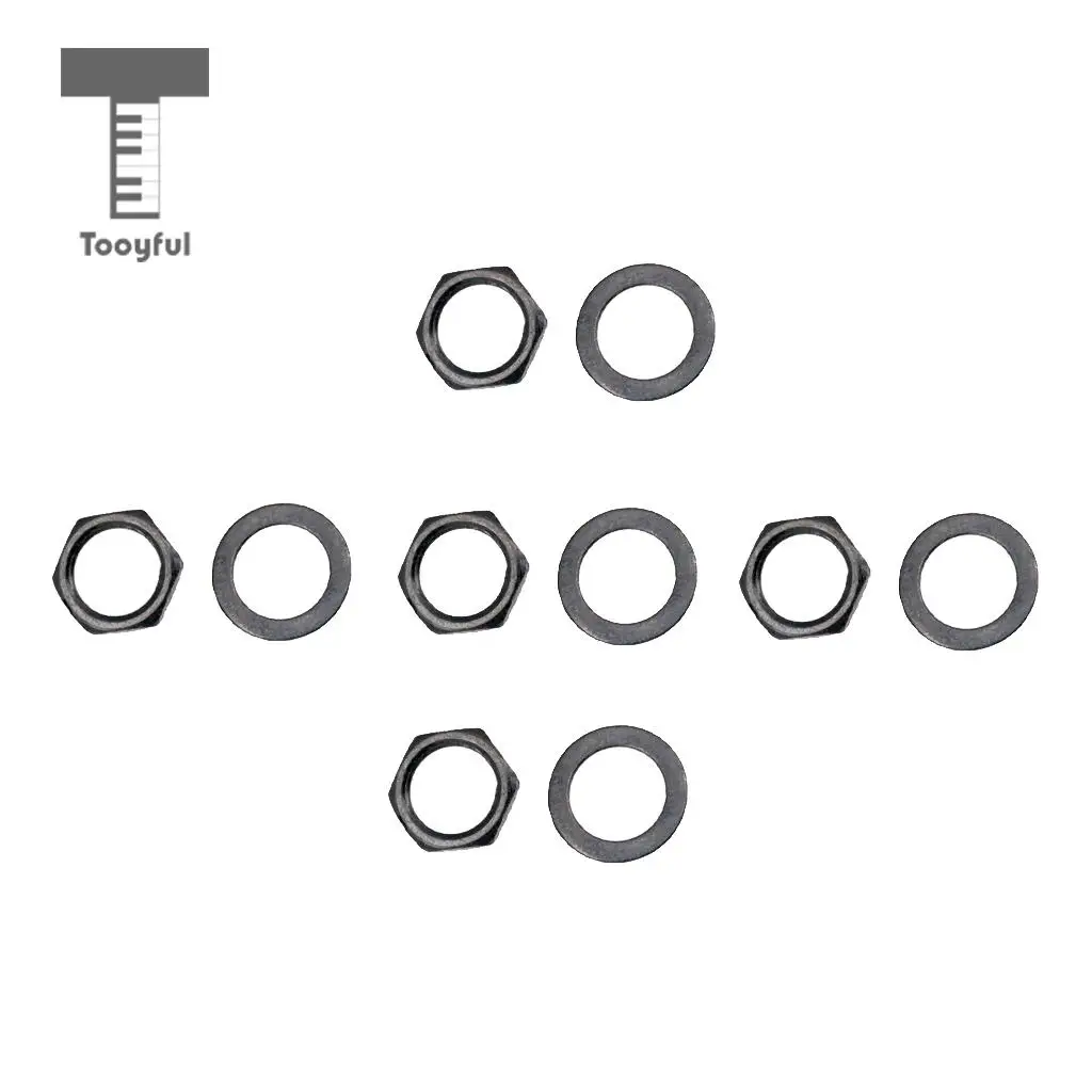 Tooyful 5Pcs Jack Socket Nuts + 5Pcs Potentiometer Washers for Electric Guitar Parts