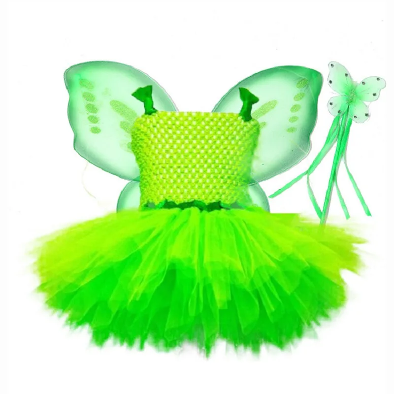 

2019 Halloween Children's Mesh Tutu Ball Gown Dress with Butterfly Wings Princess Girls Party Cosplay Costumes 3Pcs Clothes