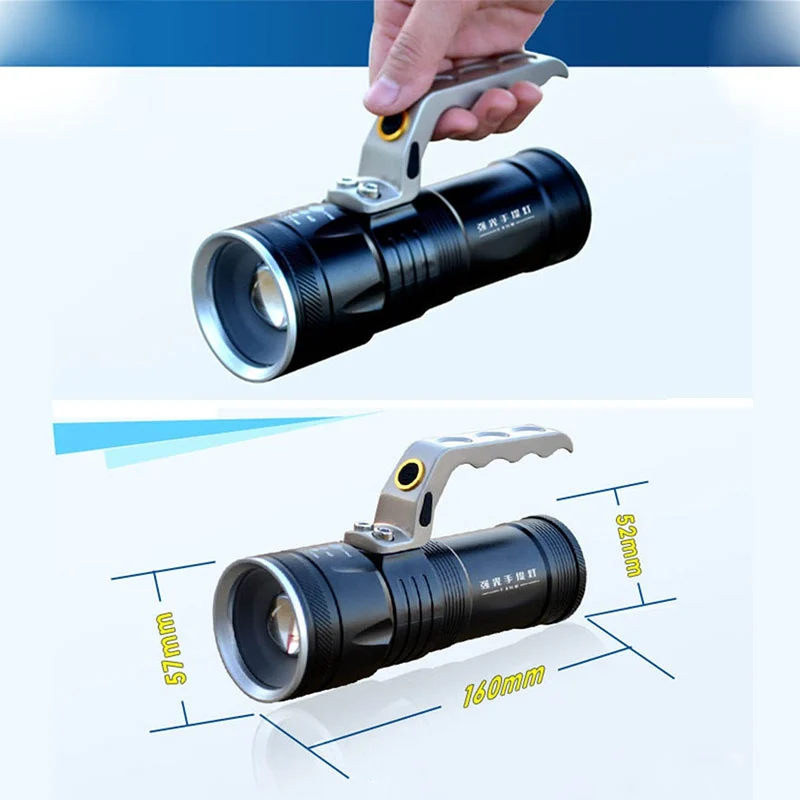 Поисковый флэш-светильник, масштабируемый светильник, большой размер, перезаряжаемый флэш-светильник фонарь, фонарь для рыбного лагеря, охоты, 18650 аккумулятор, зарядное устройство переменного тока