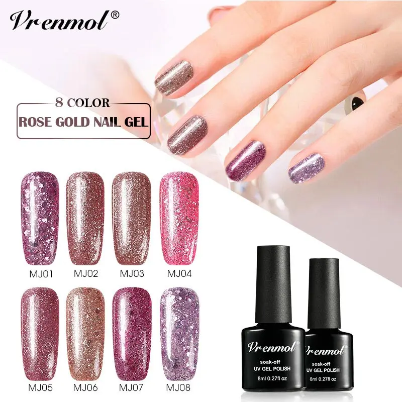 Buy Vrenmol Lacquer Glitter Rose Gold Gel Nail Polish