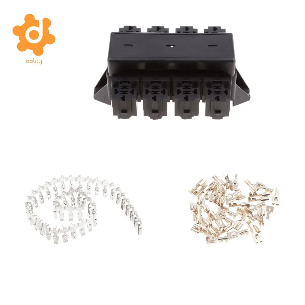 Car 20-Way Blade Fuse Holder 8-Way Relay Socket Fusebox Distribution Block 