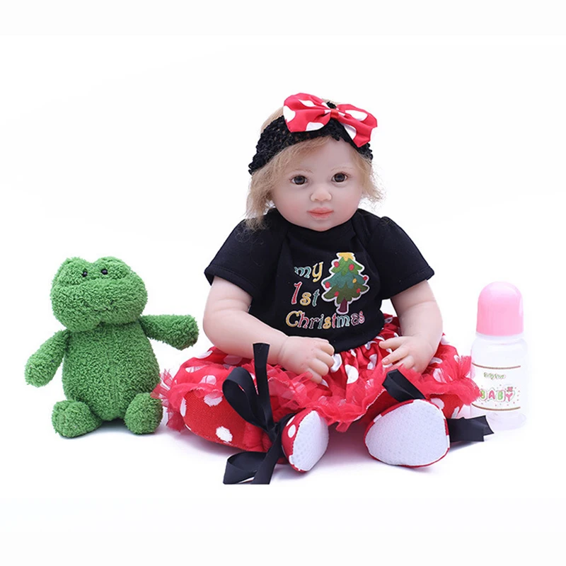 

50cm silicone reborn babies 20 inch Xmas Dress plush toy Princess Girl Doll full body Vinyl reborn de silicone Reborn Babies