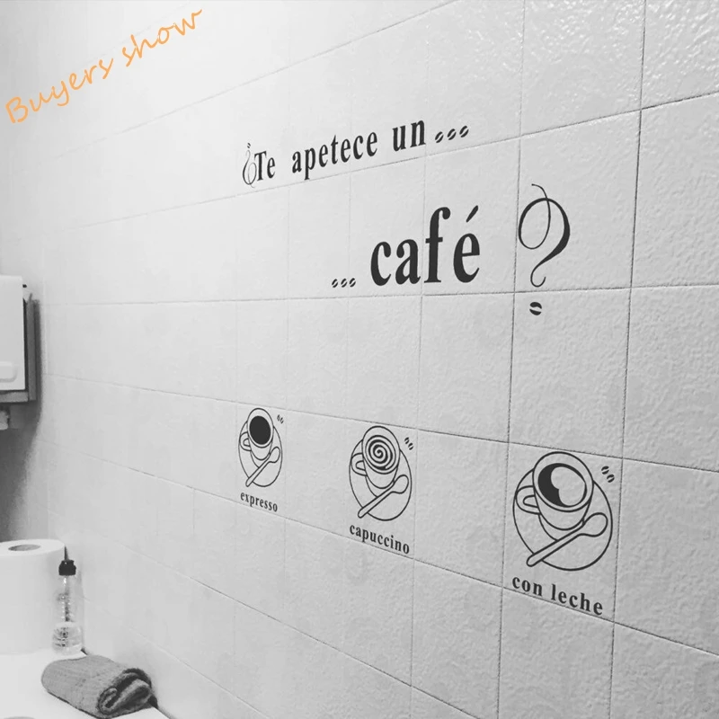 Te apetece un cafe Spanish language vinyl Wall decals Stickers for Dining Room Kitchen wall window decoration sp12 wall stickers