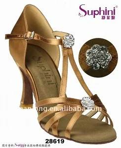 Suphini/женские модельные туфли высокого класса со стразами; высококачественные атласные туфли для танцев; туфли для латинских танцев - Цвет: Deep tan