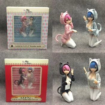 

Re:Zero Kara Hajimeru Isekai Seikatsu Rem & Ram Nyanko Mode PVC Figure Toy Anime Collectible Model Figurine Doll