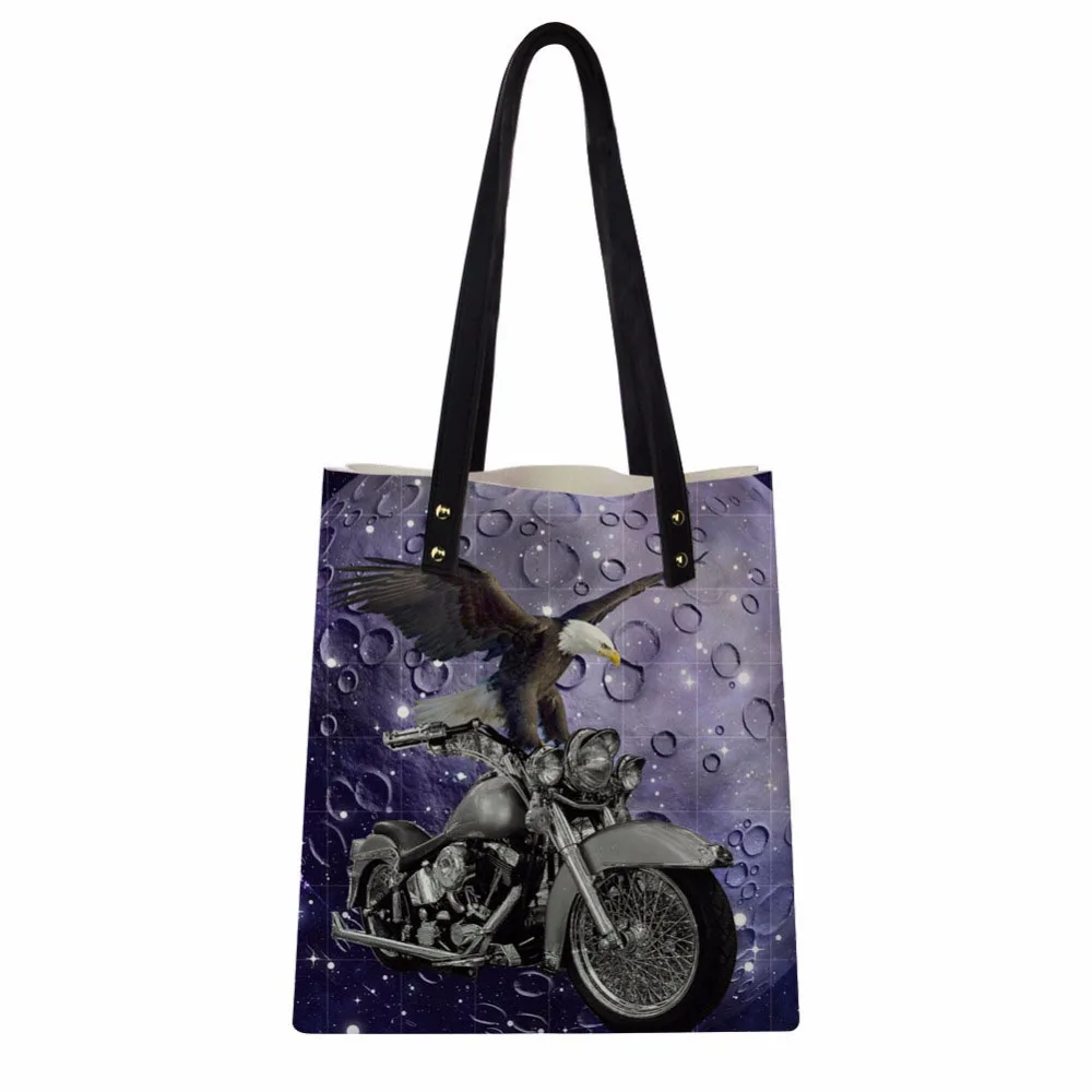 

Customized PU Leather Female Handbag Large Women Shoulder Bag Cool Women Daily Bag Causal Motorcycle Engine with Eagle Pattern