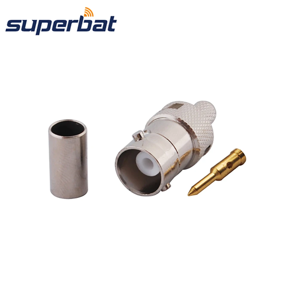 Superbat 50 Ohm RP-BNC Female Crimp Straight RF Coaxial Connector for RG58 RG142 LMR195 RG400 Cable - Baking-Soda Treatment