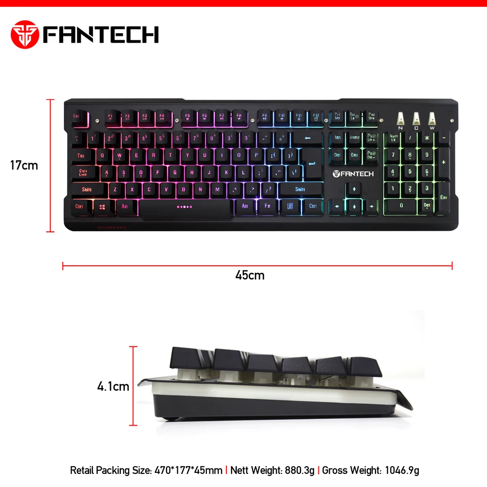 FANTECH K612 USB RGB клавиатура 19 кнопок без коллизий 104 клавиш игровая клавиатура для ПК ноутбука геймера и геймера клавиатуры