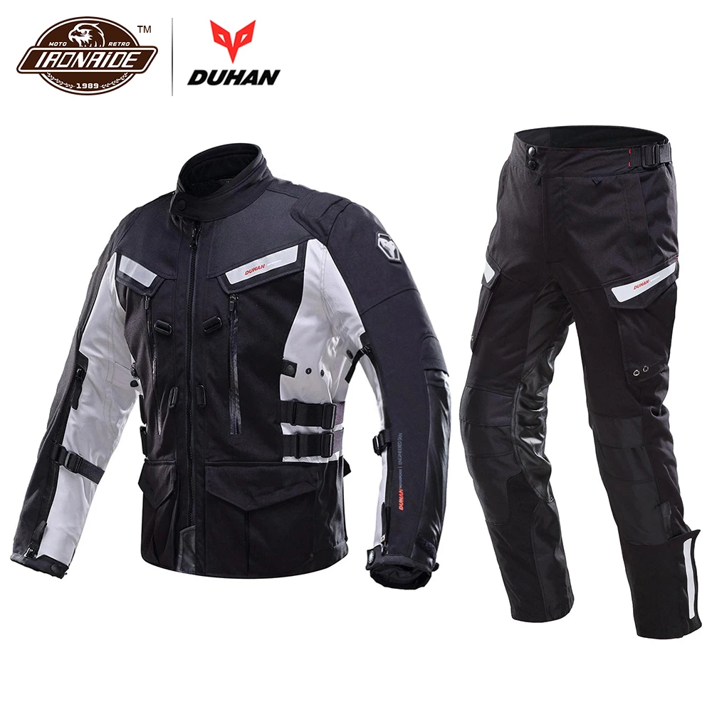 

DUHAN Men Rally Motorcycle Jacket Touring Suit Waterproof Cold-proof Moto Jacket + Motorcycle Pants Clothing Set Protective Gear