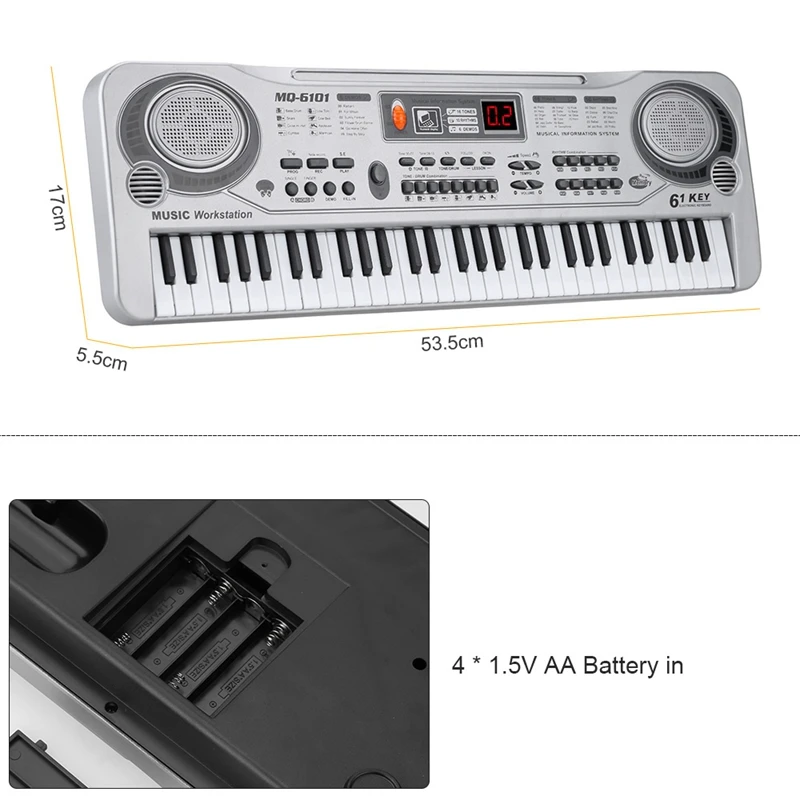 61-Key Keyboard Piano Piano Led Instrument Keyboard 21-Inch Music Education Double-Row Electronic P
