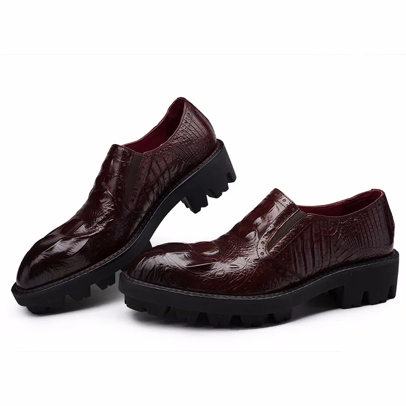 PJCMG/Новые Модные Мужские модельные туфли высокого качества, увеличивающие рост, на толстой подошве; дышащие Туфли-оксфорды из натуральной кожи с узором «крокодиловая кожа»