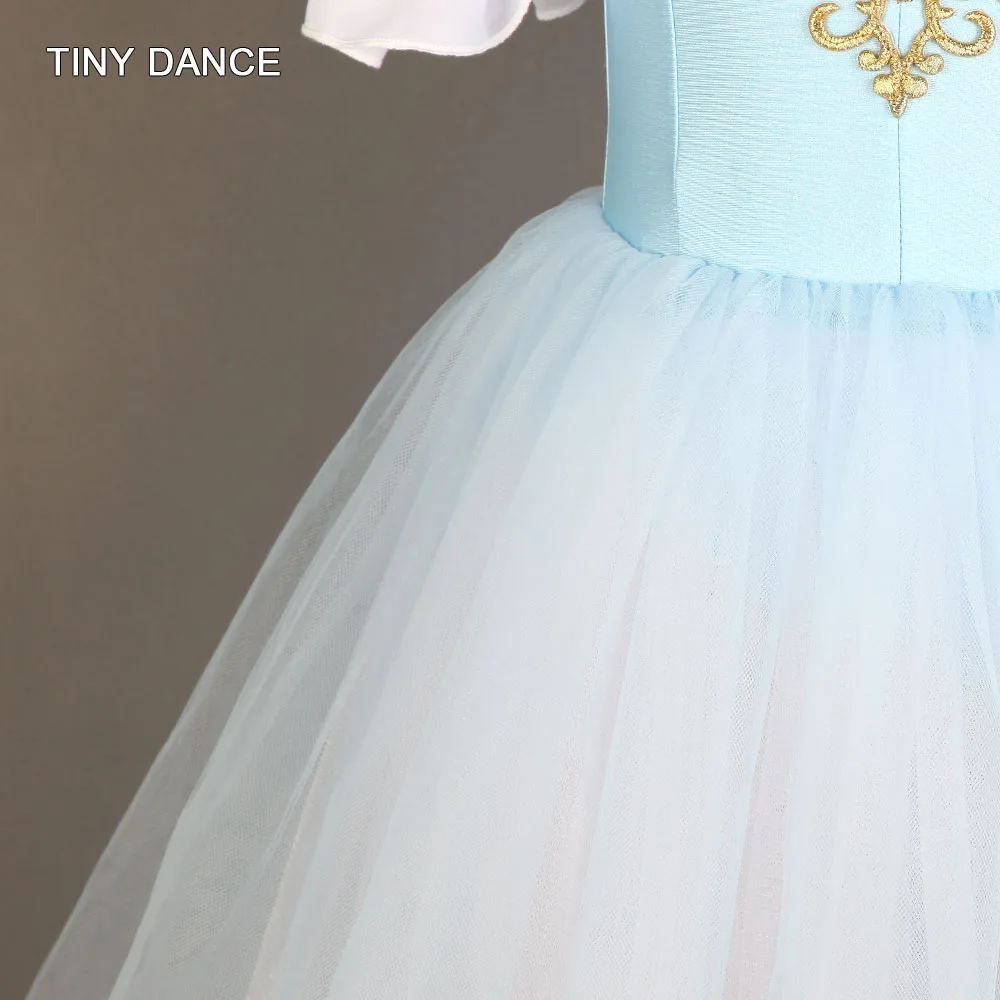 Платье для танцев балерины для девочек и женщин; длинное Романтическое Платье-пачка для балета с пышными рукавами; 18703