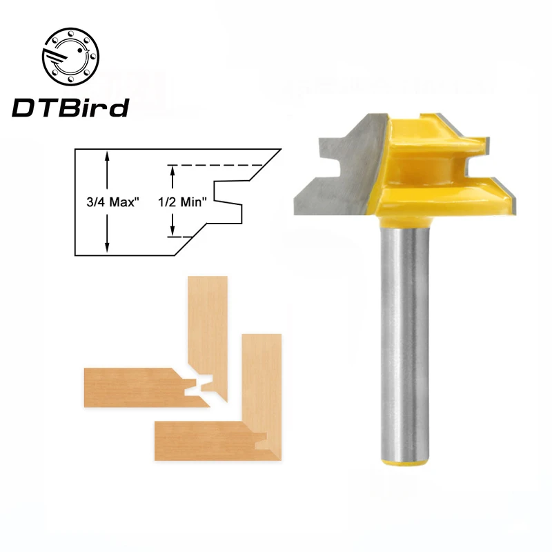 

45 degree 1/4-Inch Shank Carbide alloy T-shape Tongue and Groove Router Bit Set Wood Milling Cutter Woodworking Tool