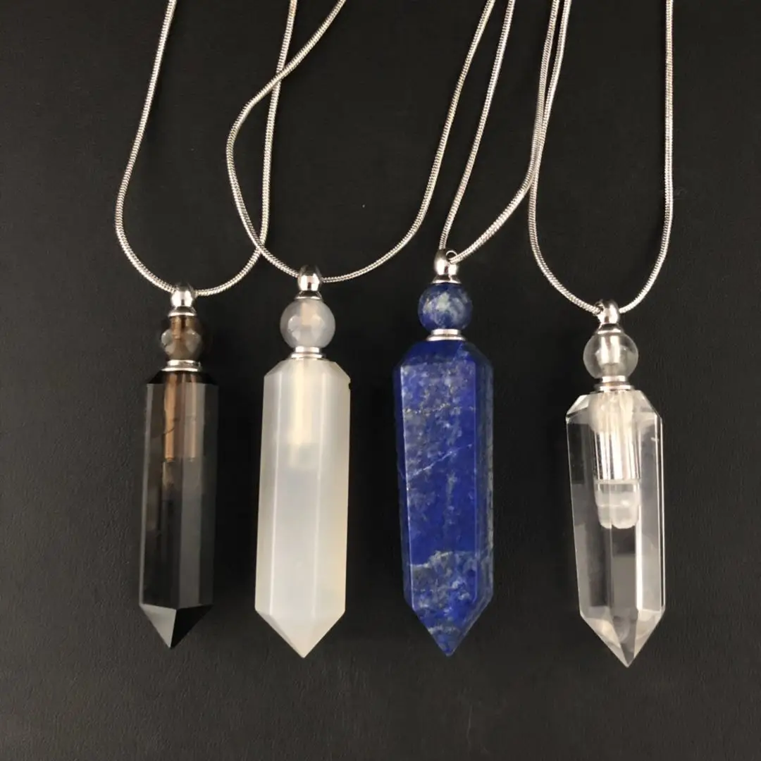 

6.5cm Natural crystal perfume bottle pendant natural crystal perfume bottle necklace