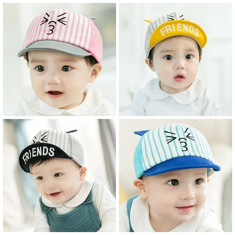 Kids Summer Hats Letters Super Marine Printed Pinstripe Baseball Hat