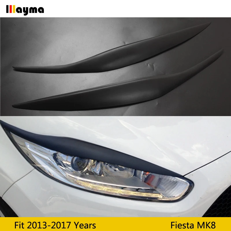 

Fiber glass Car Eyebrows For Ford Fiesta 2013-2017 year MK8 FRP matte black Primer lamp eyelid front Headlight Cover Sticker
