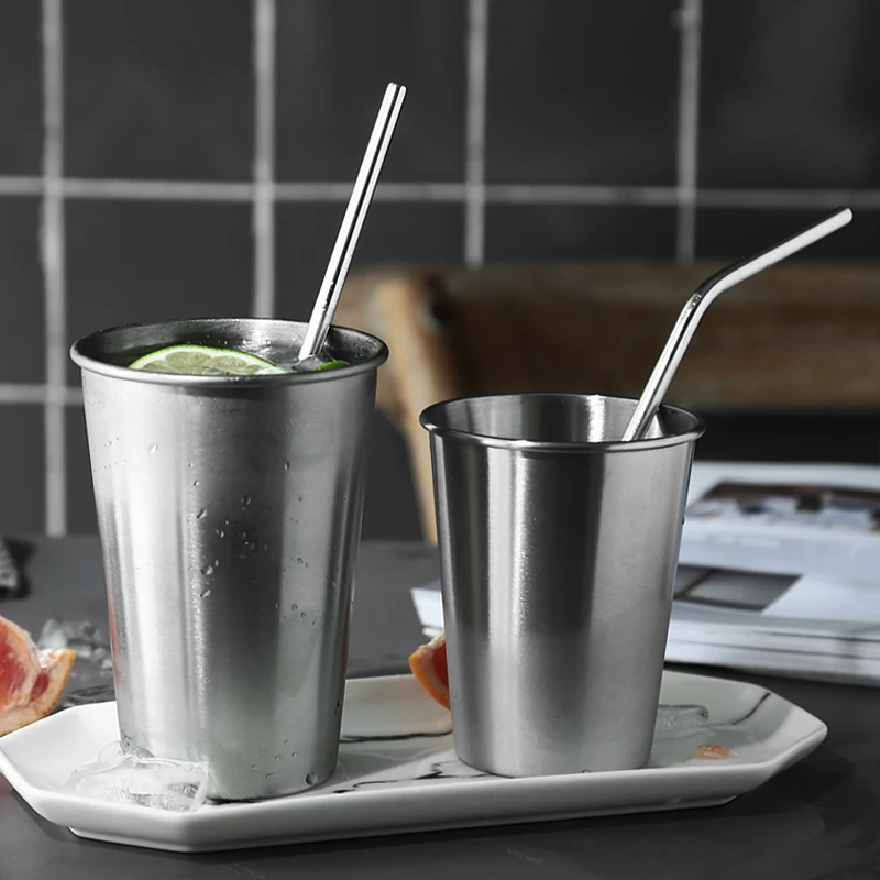 Reusable Bent Straight Stainless Steel Straws Cleaning Brush Cocktail Juice Soda Drinking Straws Metal Straws for 20Oz Rambler Tumblers Bar Accessories (9)