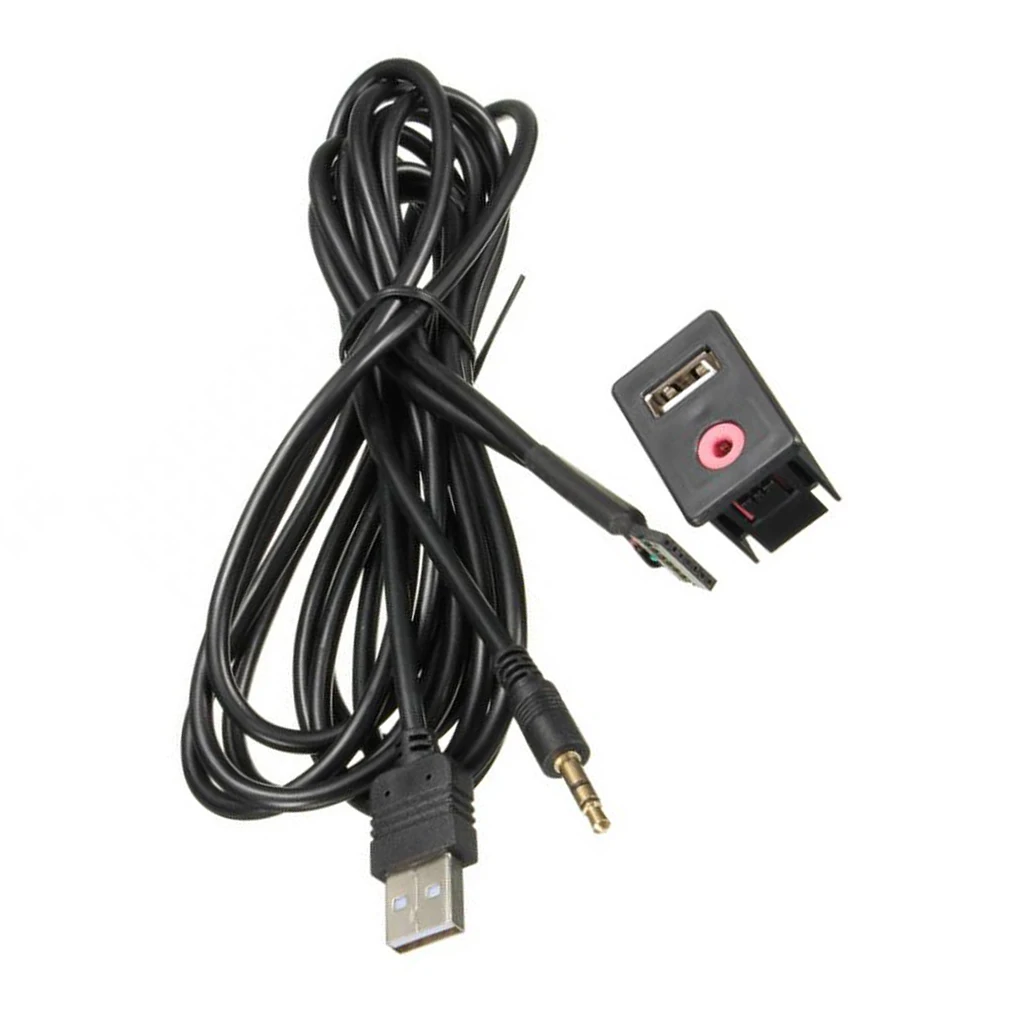 USB AUX Cable Adapter Car Flush Mount Lead Panel Extension Cord