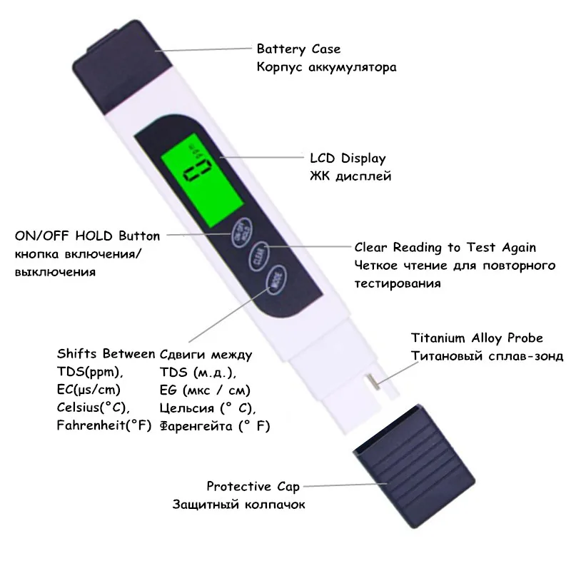 3 шт./партия ручка дизайн TDS+ измерительный инструмент TDS& EC тест er 0-5000ppm+ PH метр тестер кислотности воды тест качества для школы скидка 20