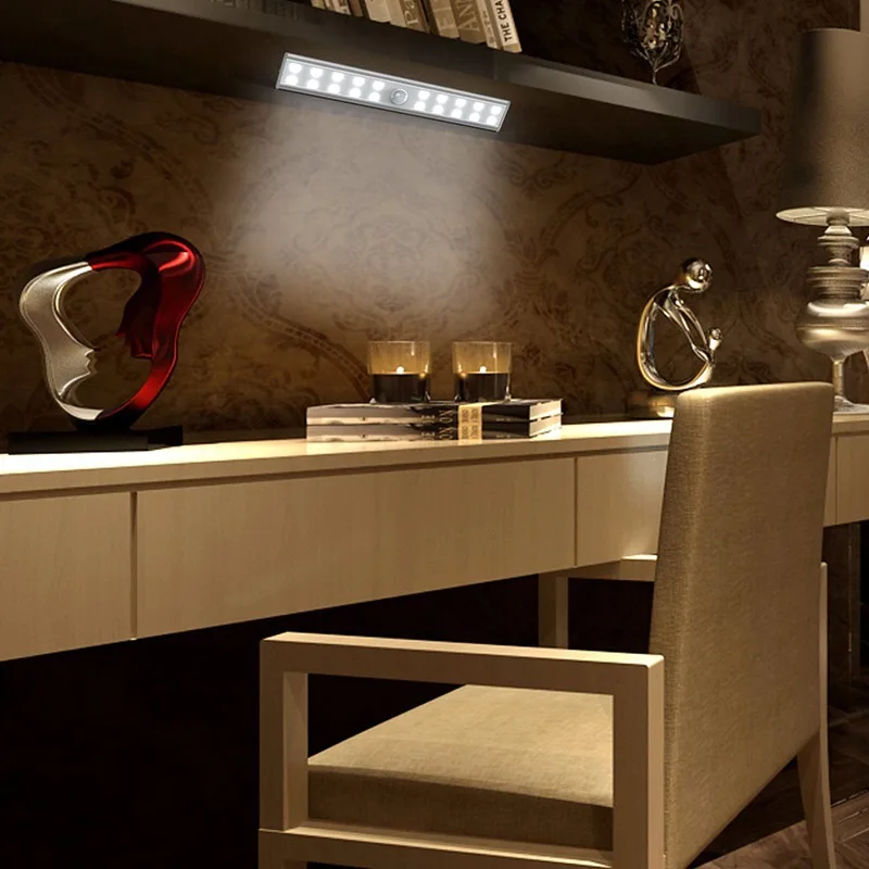 

Motion Sensor LED Wireless Cabinet Light Bookcase Lamp LEDs Night Led 20 Table Closet USB Lights Rechargeable