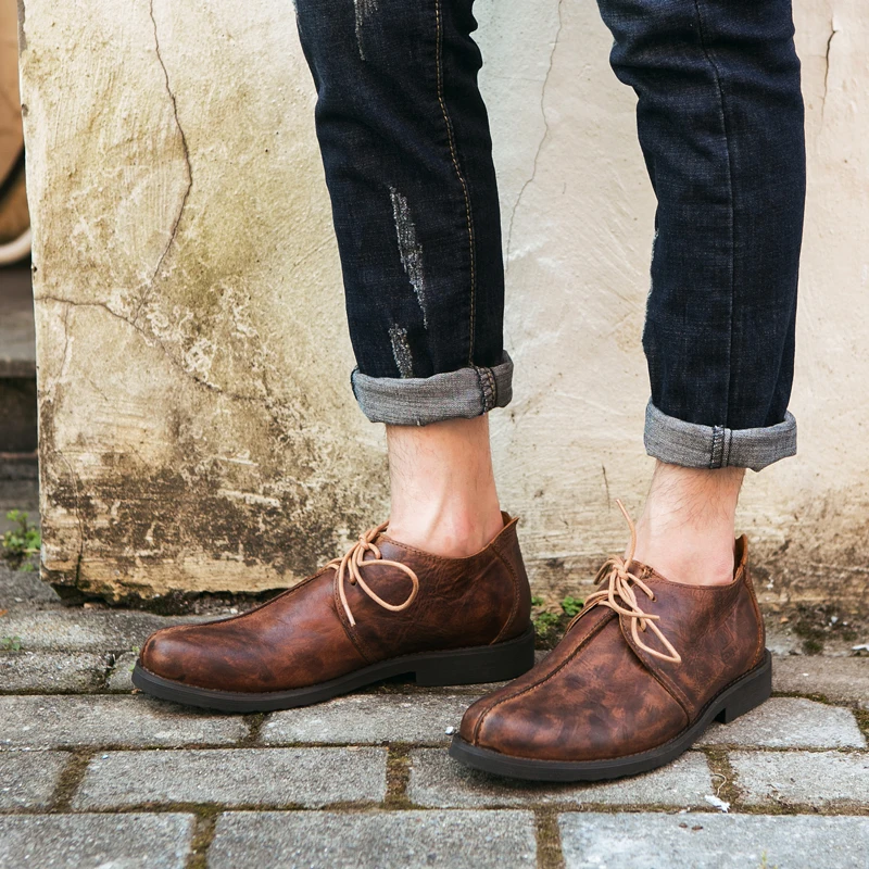 Винтаж Стиль брюки-карго Уличная обувь ручной работы из натуральной кожи деловые туфли строгого стиля