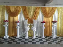 Shiny Gold Wedding Backdrop with Swag Wedding Drape Wedding stage curtain Background Decor