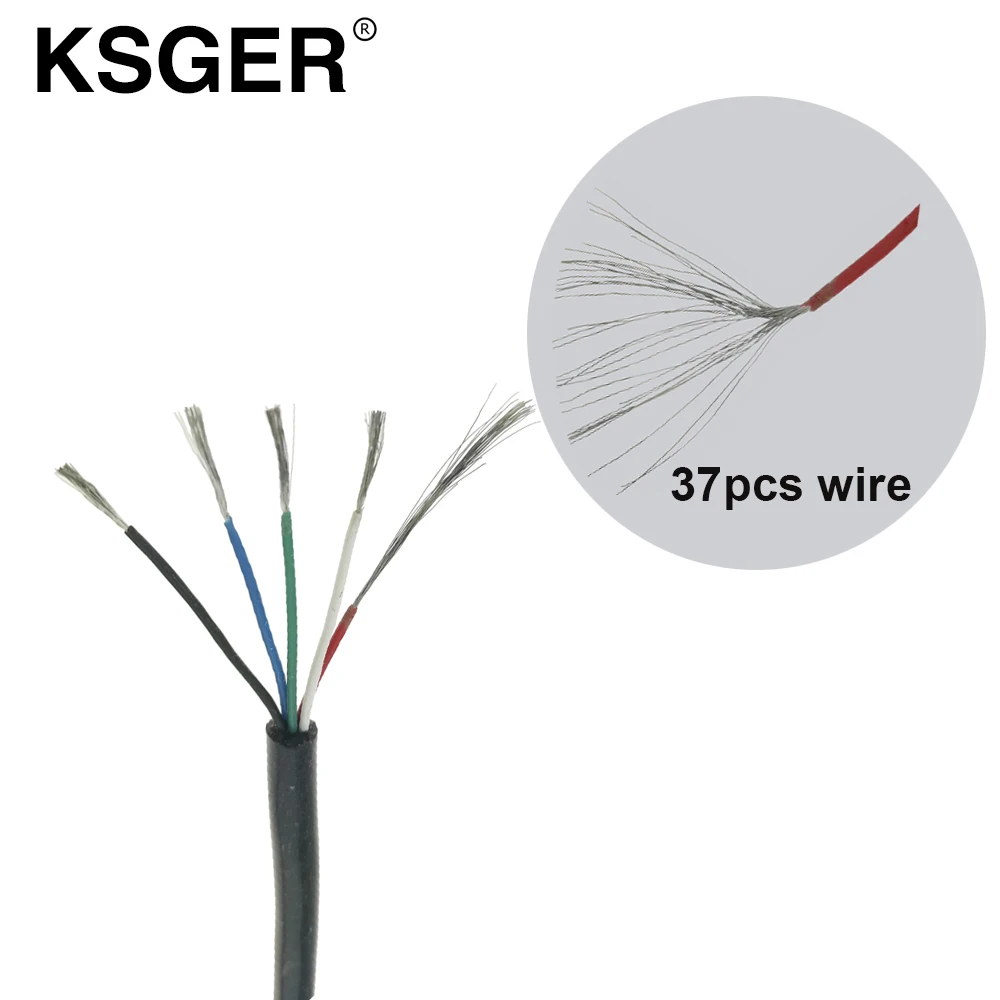 

KSGER Soft 5 Core Silicone Wire For T12 STM32 STC OLED Electric Soldering Iron Soldering Handle Station