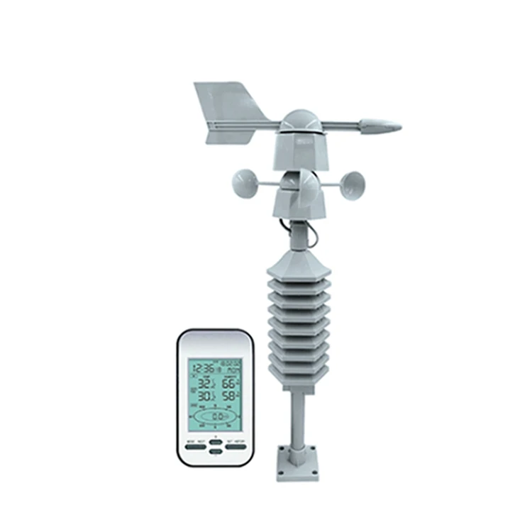 RF433mhz Беспроводная метеостанция часы с двойным креплением датчик ветра ЖК-дисплей скорость ветра направление ветра охладитель температуры и влажности