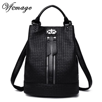 

Vfemage Leather Backpack Women Shoulder Bag Mochila Feminina Back Pack Female Travel Backpack Girls Schoolbag Women Bags 2019