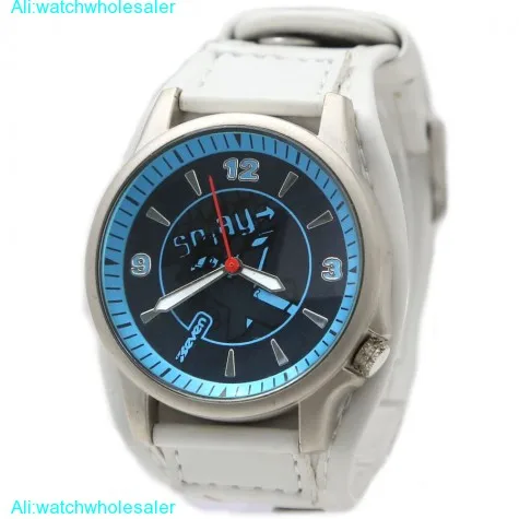 FW397D New Black Dial White Band PNP Shiny Silver Watchcase Ladies Fashion Watch