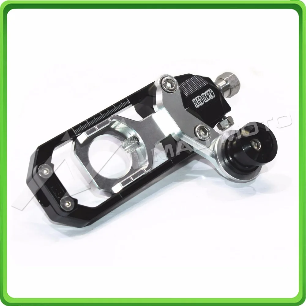 Motorcycle Chain Tensioner Adjuster with bobbin fit for APRILIA RSV4 2009 2010 2011 2012 2013 2014 Black & Silver (8)