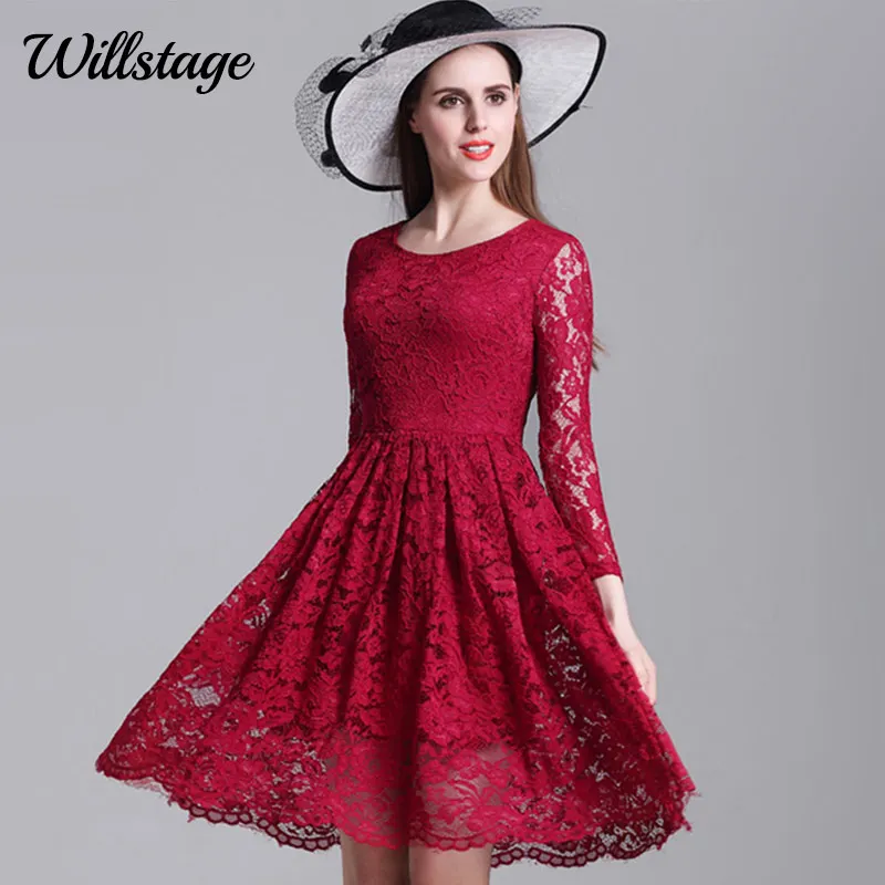 Willstage, новинка, весенние кружевные платья, элегантные, вечерние, бальное платье для женщин, половина рукава, v-образный вырез, черные, цветочные, винтажные, Vestidos