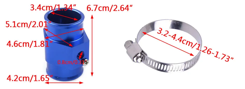 Beler металлические аксессуары 42 мм Автомобильный датчик температуры воды Соединительный датчик шланг радиатора адаптер с зажимами