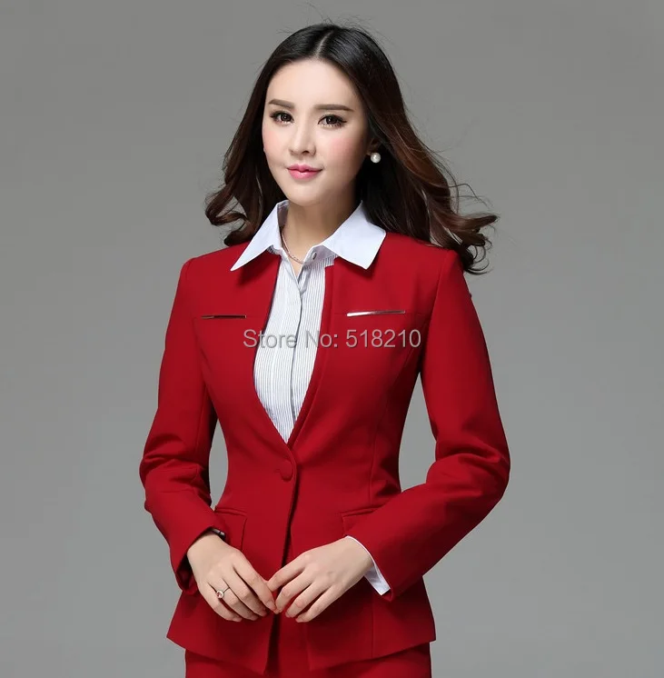 New Plus Size Elegant Red Autumn Winter Formal Business Women Blazer Coat Jackets Tops Blaser Feminino Clothes For Ladies