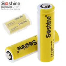 2 шт Soshine 3,7 V ICR 14500 900mAh литий-ионная аккумуляторная батарея с предохранительным клапаном+ батарейный блок для фонарика налобного фонаря