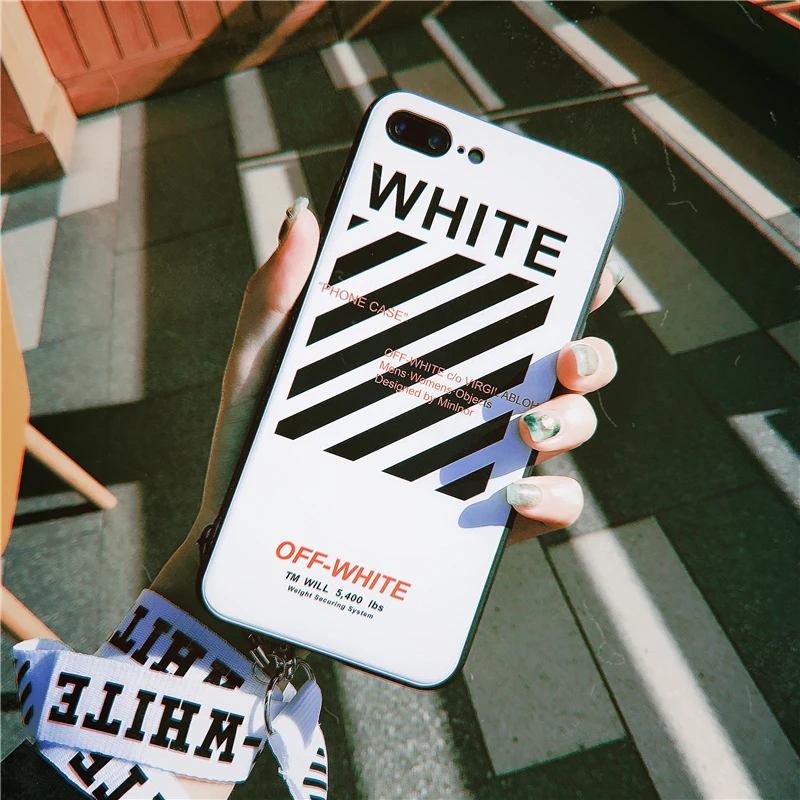 Electronics - Off Twill Lanyard Soft Black Tpu Phone Case for IPhone X XR XS Max 8 7 6 6S Plus White Back Cover Offwhite