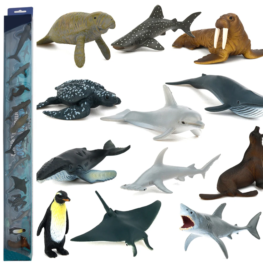 12 шт. дикой природы морской жизни моделирование маленькие фигурки животных ребенок игрушка раннего обучения набор Прохладный подарок на