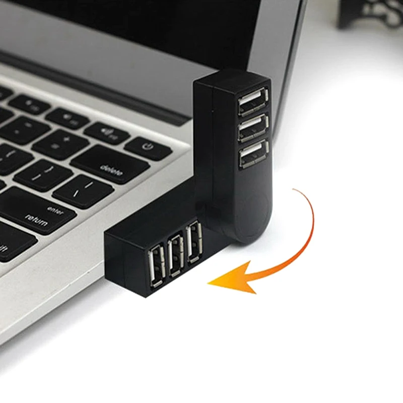 Rotatable High Speed 3 Ports USB HUB 2.0 USB Splitter Adapter for Notebook/Tablet Computer PC Peripherals