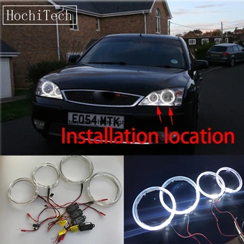 

HochiTech Cree LED Chip Light Guide Angel Eyes Kit White Halo Ring daytime light with Dimmer Fuction For FORD Mondeo MK3 2001-07