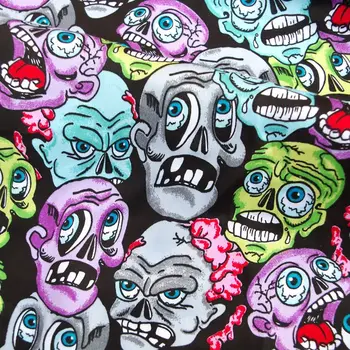 

140cmx100cm Cotton satin Fabric for sleepwear - Colorful Skull (347)
